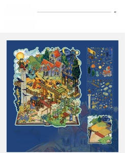 Detail of Van Gogh Starry Night DIY sticker set including PVC sheets and backboard