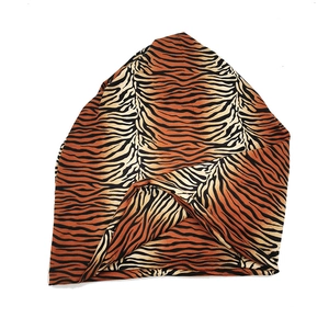 Women's vintage leopard print beanie and neck warmer with stylish tiger stripe pattern