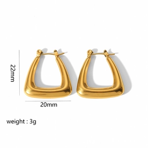 Minimalist gold geometric trapezoid hoop earrings in stainless steel for women