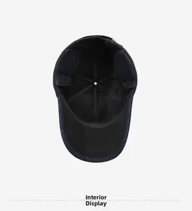 Detailed interior view of winter baseball cap showing ear flaps and warm lining