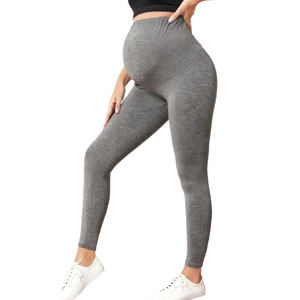 Zwangerschapsyogabroek met hoge taille in gemêleerd grijs met buiksteun en elastische stof