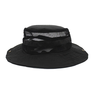 Chapeau de soleil de plein air avec maille respirante et large bord en noir