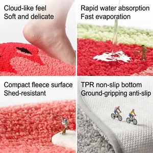 Tappetino da bagno assorbente con fondo antiscivolo TPR e morbida trama in peluche