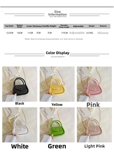 Mini silicone crossbody bag dimensions guide with adjustable shoulder strap and measurements