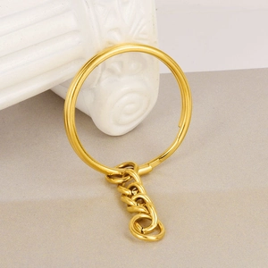 Golden 18K plated stainless steel key ring with short chain for DIY jewelry making