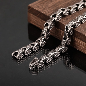 Stainless Steel Men Necklace Vintage Gothic Dragon Bone Chain Punk Style Dragon Scale Heavy Metal Jewelry For Male Gift