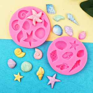 Starfish and seashell silicone mold for ocean themed cake decoration and DIY crafts