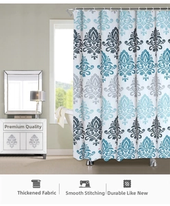 Detail of European geometric damascus shower curtain with durable waterproof polyester fabric
