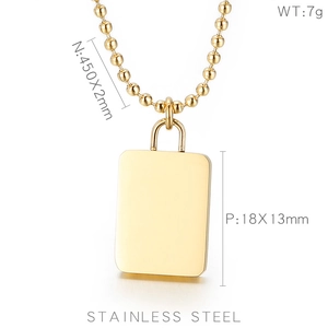 Detailed size specifications for gold stainless steel necklace with padlock pendant
