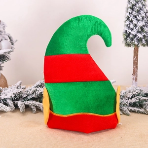 Chapeau de Noël elfe avec rayures rouges vertes et oreilles pour fête de Noël