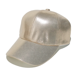 Metallic gold faux leather baseball cap in a classic six-panel structured design