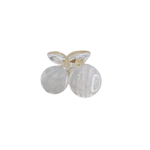 Elegant acrylic pearl cherry shark hair clip in transparent white for women