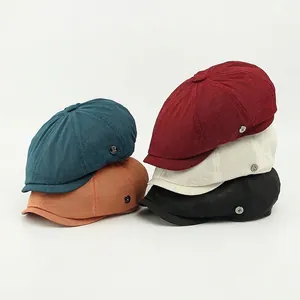 Unisex mesh newsboy hats in five colors with silver buckles for summer sun protection