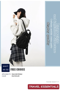 Detail shot of lightweight black multi-purpose backpack showing side-view fit and fabric