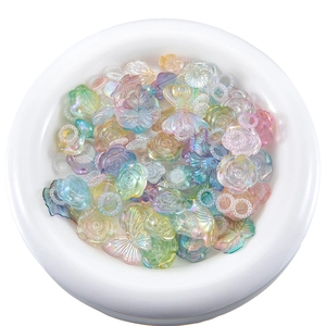 Colorful iridescent acrylic butterfly and flower beads for DIY jewelry and accessories