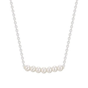 Elegant S925 sterling silver necklace featuring seven lustrous pearls in a curved row