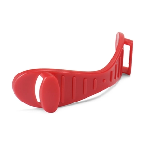 Détail du support de serre-tête rouge flexible avec boucle antidérapante réglable pratique