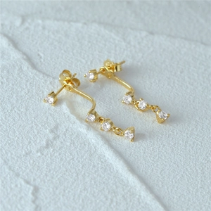 Macro view of S925 sterling silver stamp on the gold-plated zircon earring detail