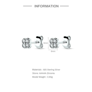 Detailed technical diagram of 925 silver turquoise clover earrings with dimension specs