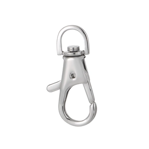 Macro view of a durable polished silver swivel lobster clasp connector for jewelry