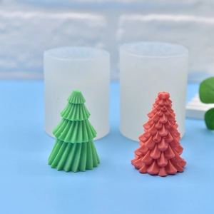 Christmas tree silicone mold set for DIY handmade candles and soaps in green and red