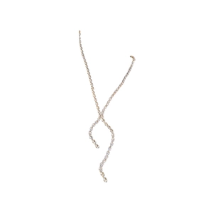 Elegant silver-tone double-layered wavy choker necklace with zircon waterdrop tassel