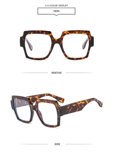 Front and side view of retro square tortoiseshell frames in classic demi finish