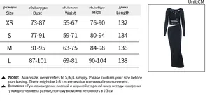 Tableau des tailles pour robe maxi à manches longues en mesh, mesures du XS au L