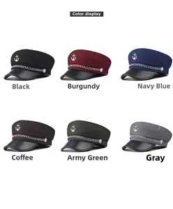 Detailed color display of military baker boy hats featuring anchor badges and metal chains