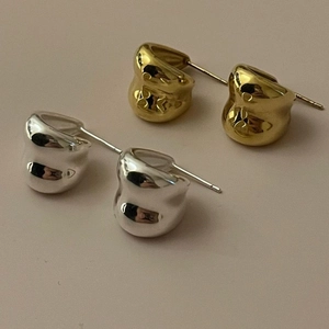 Lava texture geometric 925 sterling silver hoop earrings in gold and silver finish
