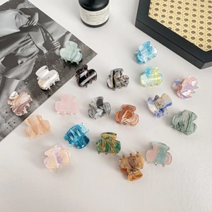 Small Hair Claw Clip Acrylic Marble Pattern Ink Painting Style Shark Hairpin Side Clamp Fashion Hair Accessory For Women