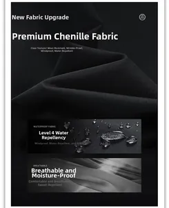 Detail of waterproof chenille fabric with breathable and windproof texture for winter jacket