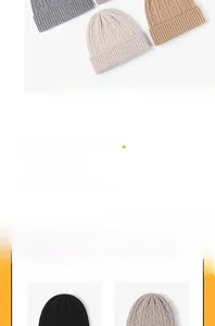 Detailed cable knit pattern and ribbed cuff of premium merino wool beanie in multiple colors