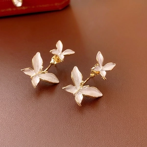 Boucles D'oreilles Papillon En Émail Esthétique Avec Tige En Argent Sterling 925 Design Fleur Élégant Pour Femme
