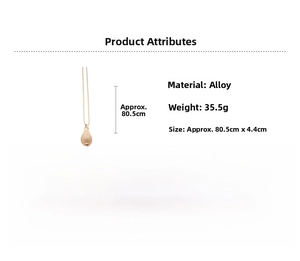 Détails des dimensions et du poids de 35,5g du collier avec pendentif bouteille d'eau