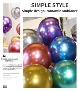 Macro detail of glossy metallic balloons in assorted colors with reflective mirror finish