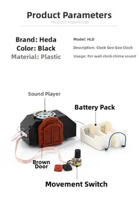 Technical detail of the HLD cuckoo clock movement with sound speaker and battery box