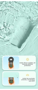 UV test of mint green folding umbrella showing over 99% ultraviolet blocking rate