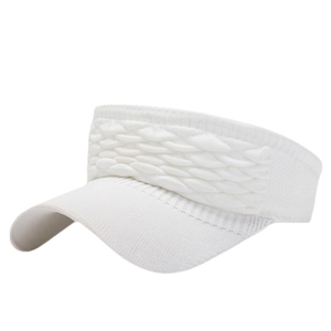 Stylish white knitted sun visor for women, breathable top-empty outdoor sports hat.