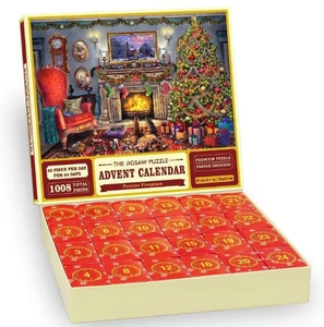 Detailed internal view of the 24-box advent calendar with 1008-piece festive puzzle