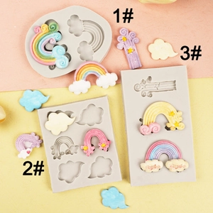 Molde De Silicona Nube Arcoiris Corazón Estrella Para Fondant Chocolate Resina Arcilla Decoración De Pasteles Herramienta Horneado