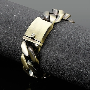 Rugged bronze cuban link bracelet for men with brushed metal finish and industrial clasp