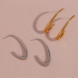 Minimalist Stainless Steel Hoop Earrings V-Shape Hollow Polished Geometric Lightweight Fashion Accessory Jewelry For Women