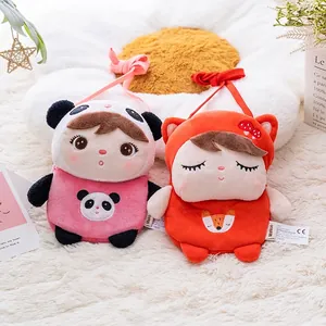 Borse a tracolla in peluche Metoo con design panda e volpe, ricami e spalline morbide