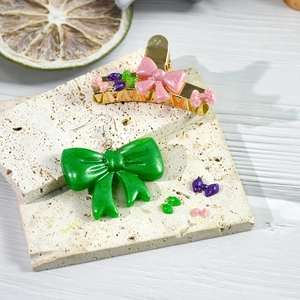 Moule silicone DIY pour barrettes à cheveux avec nœuds scintillants en résine