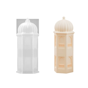 3D exotic castle silicone mold with detailed micro-architecture for candles and resin crafts