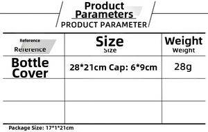 Detailed dimensions of the snowman wine bottle cover showing size 28x21cm and product specs