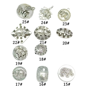 Retro Tibetan silver elephant and lotus charms for DIY handmade bracelets and necklaces