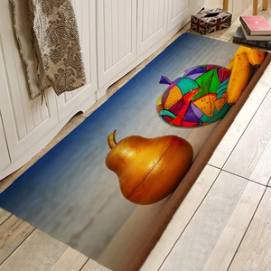 Artistic fruit pattern absorbent flannel runner rug for kitchen and entryway decor