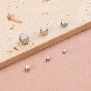 Polished silver square stainless steel spacer beads for DIY jewelry making and crafts